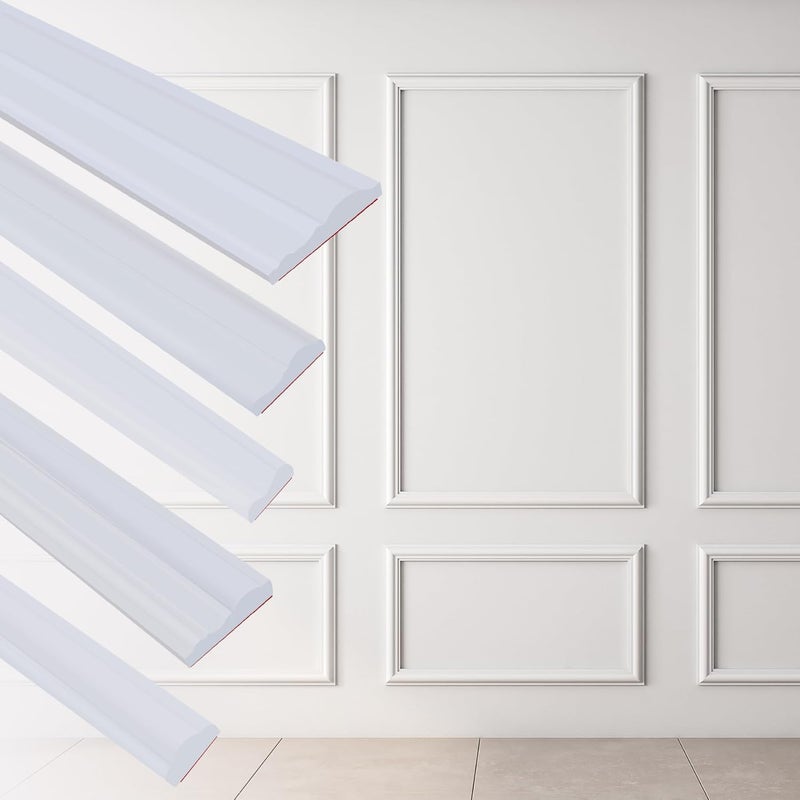 Hungbak 480"L x 1.3"W Peel and Stick Chair Rail Panel Molding, Pre-Primed Trim for Home Decoration & Wall Protection - Image 2